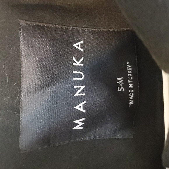 Manuka Black Short Boxy Coat Size Small Medium Oversized Button Streetwear - Picture 4 of 11